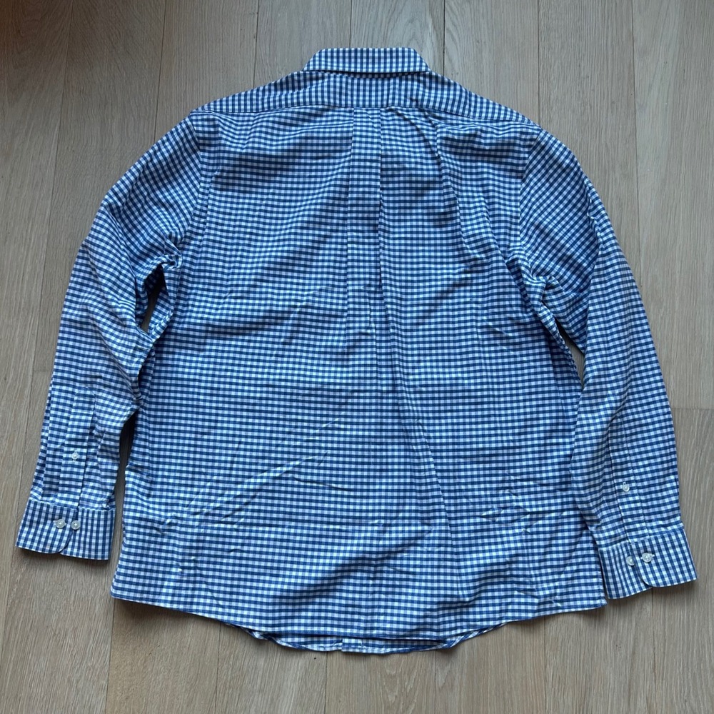 Brooks Brothers Button Down Shirt Mens XL Blue Gingham Regent Cotton Logo Preppy - Picture 4 of 9